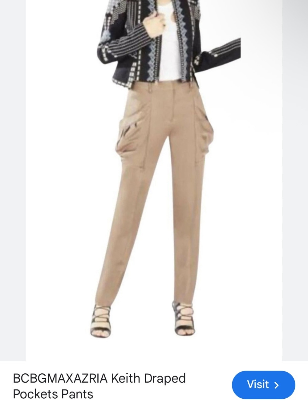 BCBGMaxAzria Taupe Draped Pocket Trousers